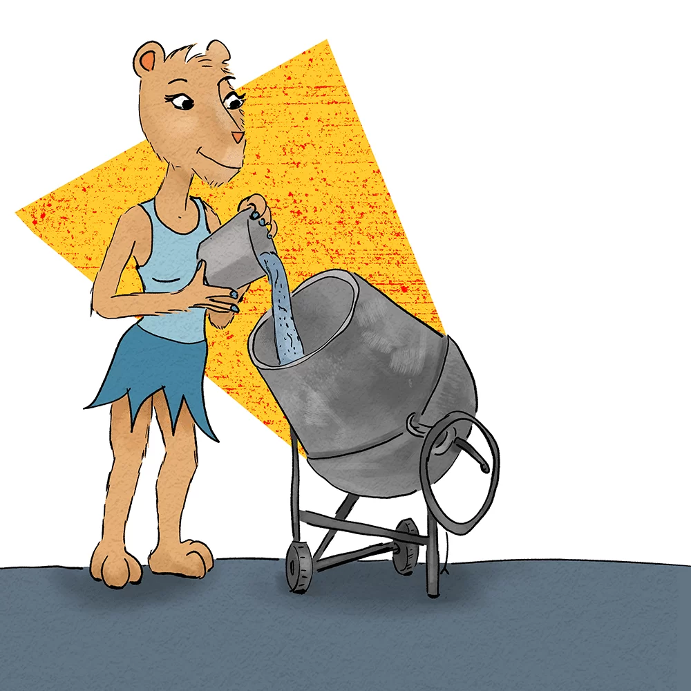 Princess Capybara using small cement mixer