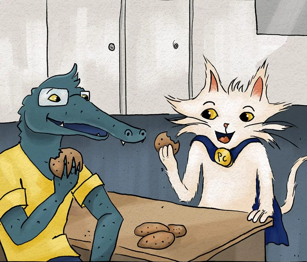 Gary and Process Cat eating cookies
