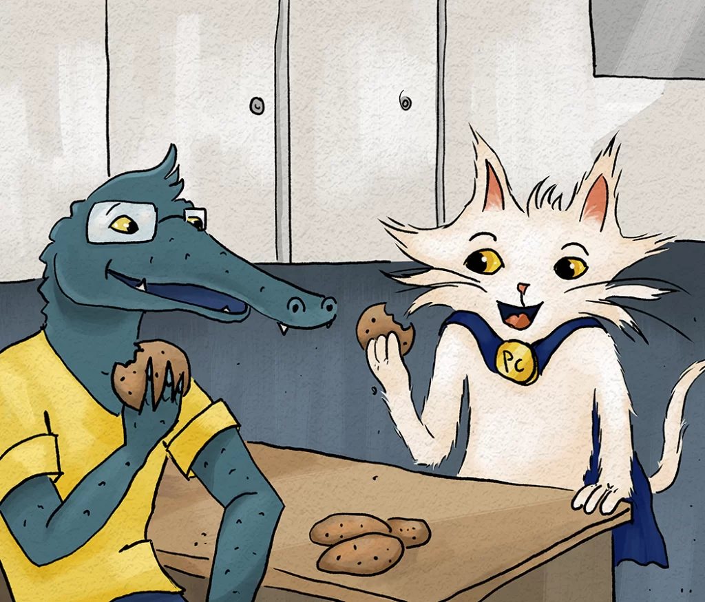 Gary and Process Cat eating cookies