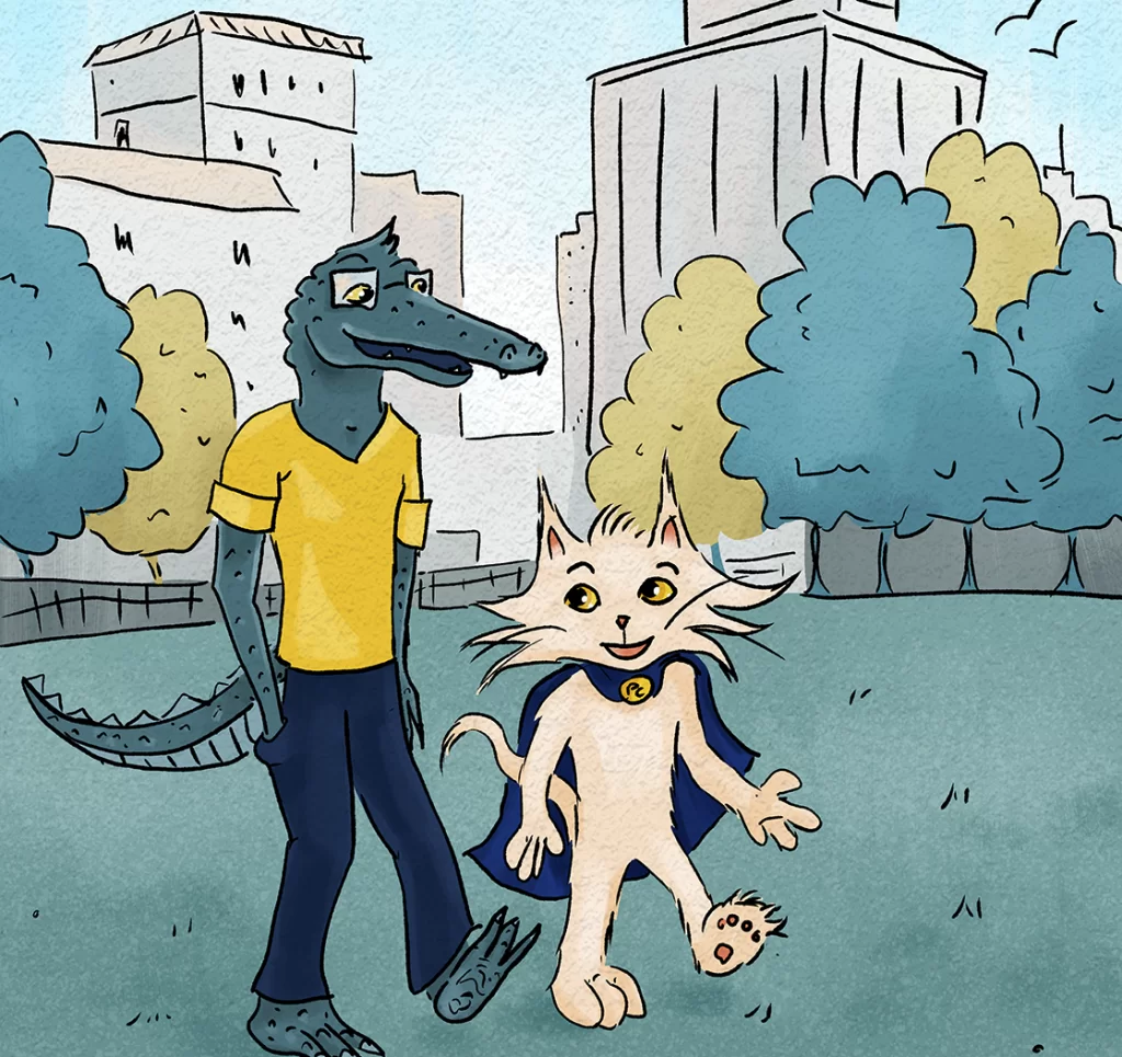 Gary and Process Cat take a walk in the park.