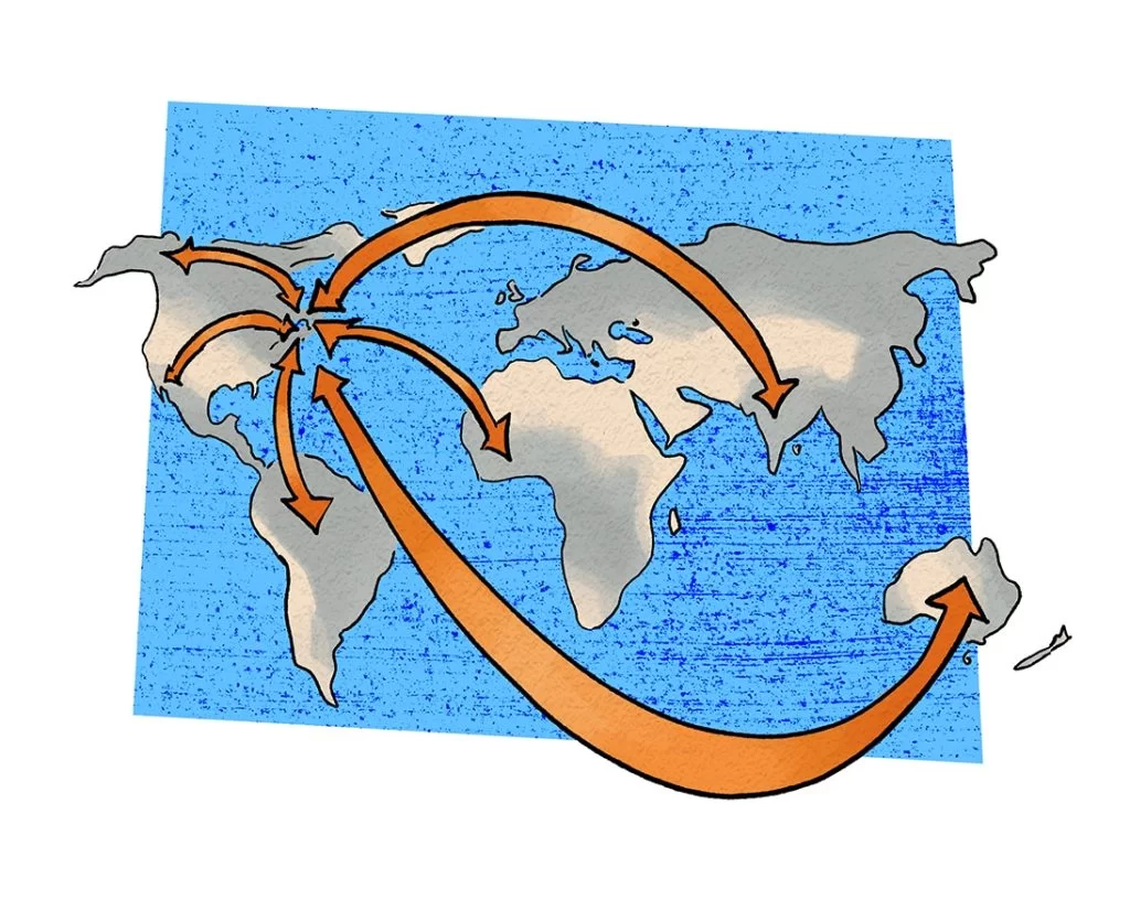 Illustration of global distribution channels