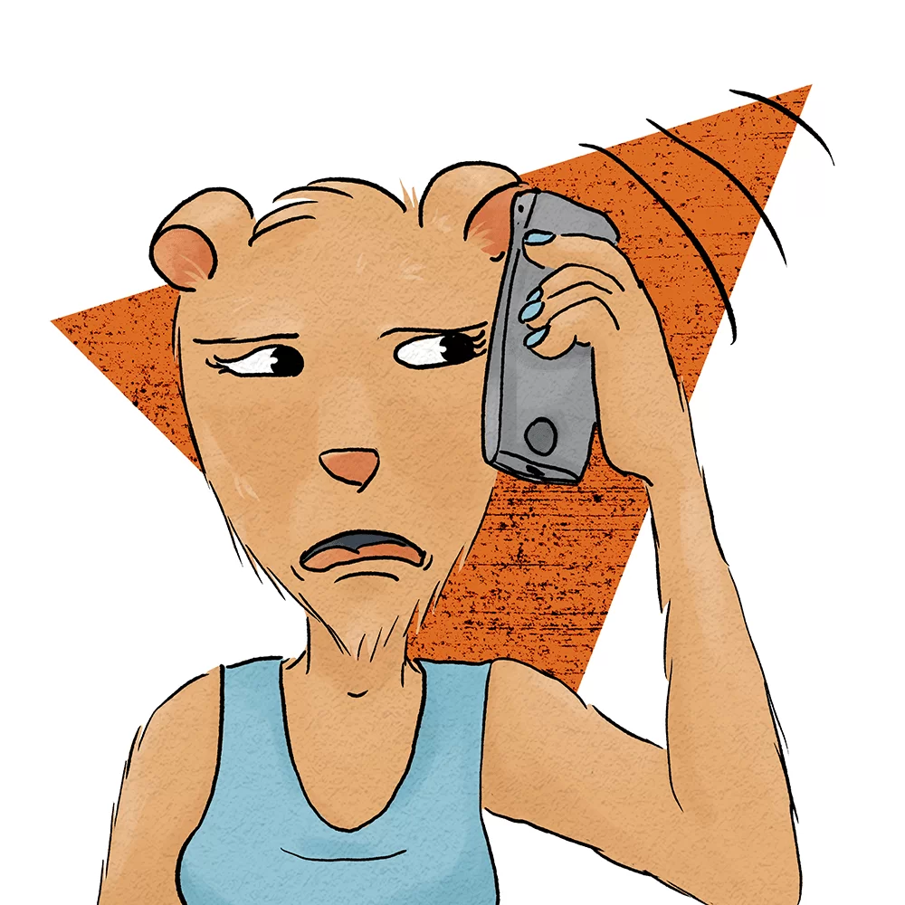Princess Capybara, irritated, on the phone