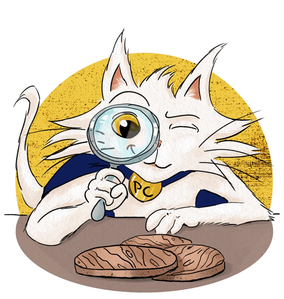 Process Cat eyes coasters with a magnifying glass to illustrate Process Controls