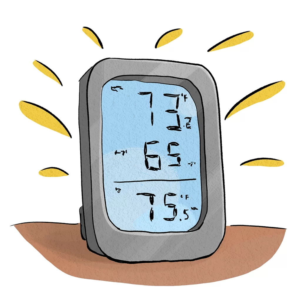 A hygrometer-thermometer

